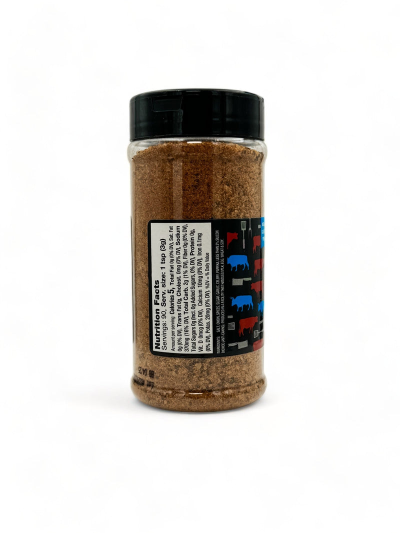 Myron Mixon steak seasoning bbq rub ingredients label.