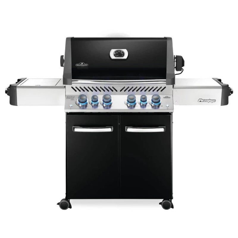 Deluxe stainless steel barbecue grill with multiple burners and storage cabinets for outdoor cooking