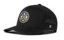 Introducing the Haka Hat Nashville Hockey Performance 5-Panel Hat | NSH X Flexfit Snapback by Haka Hat. This black snapback features a circular blue and yellow hockey logo with crossed sticks and the letters S, N, and H for that unmistakable Nashville hockey pride. Designed with ventilated side panels for enhanced breathability and styled with an “H” emblem, this performance-driven 5-panel hat blends superior comfort with bold team spirit.
