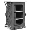 The DirectDeals Folding Camping Storage Cabinet with 3 Shelves and Carry Bag is a collapsible, portable organizer—perfect for camping or outdoor use, with zippered front, side pocket, and sturdy black metal frame.