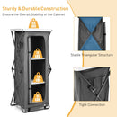 The DirectDeals Folding Camping Storage Cabinet with 3 Shelves and Carry Bag features a stable triangular structure, tight connection details, and shelves supporting 33 lbs and 11 lbs for lasting durability.