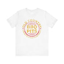 Unisex BBQ t-shirt worn by man and woman grilling together – premium fit, available at DDR BBQ Supply