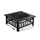 The DirectDeals 32 Inch 3 in 1 Outdoor Square Fire Pit Table with BBQ Grill and Rain Cover is perfect for camping, BBQs, or use as an ice bucket. Includes mesh spark screen and poker tool.