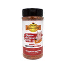 An 11 oz container of Hickman's BBQ Premium All Purpose Gluten Free Keto Friendly Rub, featuring a cartoon pig and “Because Pit Happens,” highlights clean ingredients and no preservatives right on the label.