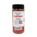 A bottle of Hickman's BBQ Premium All Purpose Gluten Free Keto Friendly BBQ Rub (11 oz) displays usage instructions, a recipe QR code, mild heat level, BBQ icons for meats, text under a black cap, and contains reddish-brown seasoning.