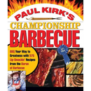 Book cover for Paul Kirk's Championship Barbecue: BBQ Your Way to Greatness with 575 Lip-Smackin' Recipes from the Baron of Barbecue - Paperback by Books by splitShops, featuring fiery graphics, grilled ribs, corn, and a blue ribbon. Cover text highlights 575 barbecue recipes and displays a photo of a man in a hat holding a plate of food.