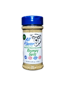 A Pawpa Flavor LLC seasoning bottle labeled “Pawpa Flavor All Flavor Rosemary Garlic,” featuring a blue lid, a polar bear logo, and text describing its gourmet rosemary garlic seasoning and rub. The net weight is 4.25 oz (120g), and it contains no added salt or sugar for a pure, flavorful experience.