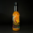 A 5 oz bottle of Scott’s Smoked Q Peaches & Scream Peach Hot BBQ Sauce, featuring a fiery peach logo and dark label against a black background. Crafted by Scott’s Smoked Q, this sauce blends bold ghost pepper heat with the sweet tang of peach BBQ for a deliciously intense flavor experience.