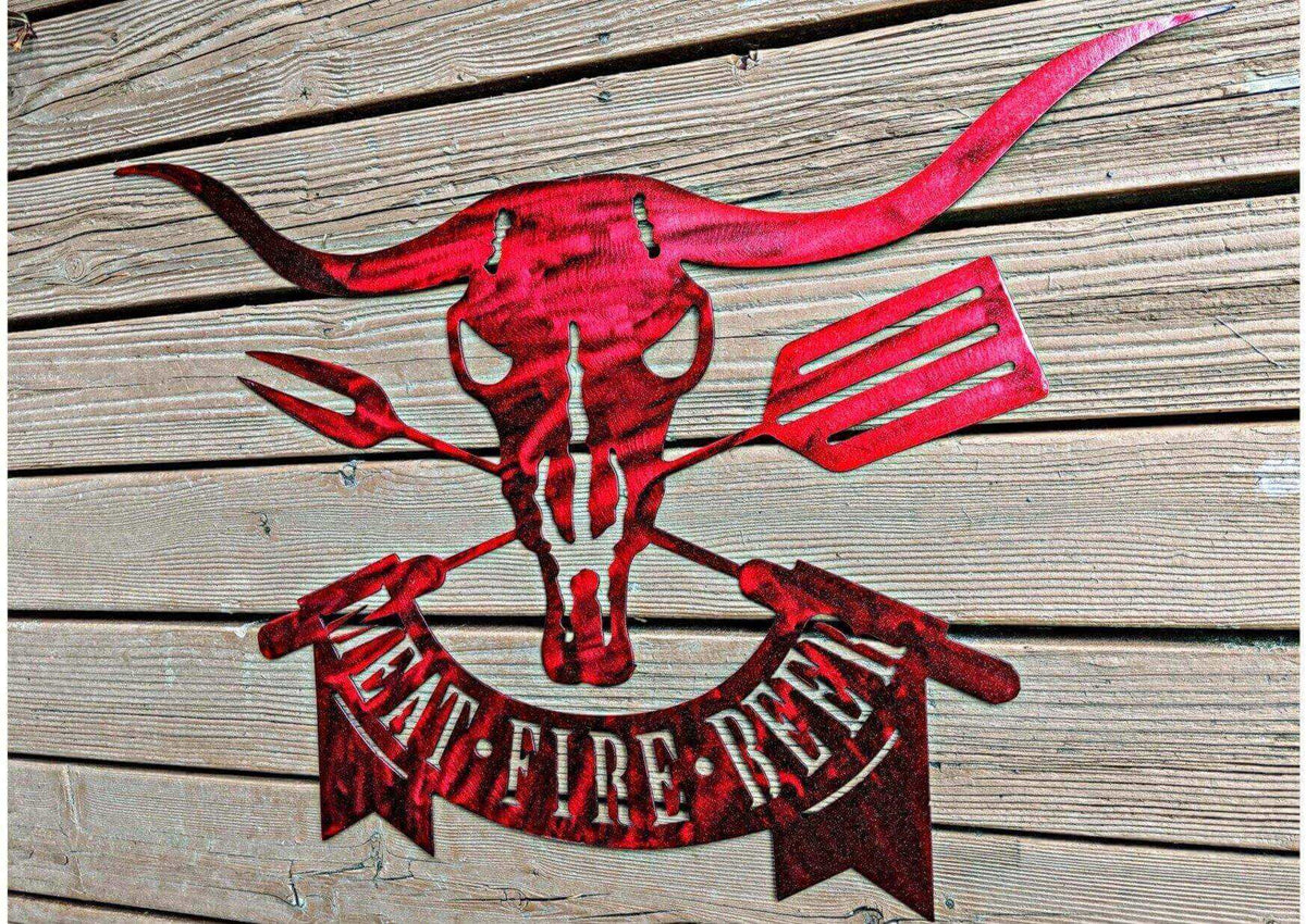 Custom Meat Fire Beer Metal Sign | Personalized BBQ Decor