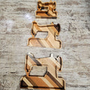 Decorative handmade wood tray shaped like a vintage sewing machine – a charming and practical gift for quilters and sewing lovers