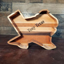 Texas-shaped handcrafted wood tray made from maple, walnut, and cherry – perfect gift for Texans
