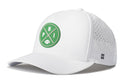 The Haka Hat Philadelphia Football Performance 5-Panel Hat in Kelly Green features a PHI circular logo with a football icon on the front and a small H on the side. Designed with perforated side panels for breathability, Flexfit snapback technology for all-day comfort, and a water-repellent finish, this Haka Hat is perfect for staying stylish and protected in any weather.