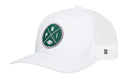 The Haka Hat Philadelphia Trucker Hat is a black PHI X football snapback from Haka Hat, featuring mesh backing and a green circular logo on the front with crossed lines, the letters P and H, and a small football at the bottom—ideal for fans who want a classic Philadelphia trucker hat look.