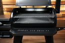 Two stacked Pimp My Grill® Gen2 Slide-Out Rack System - 2 Racks installed inside a black pellet grill.