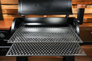 Two Pimp My Grill® Gen2 Slide-Out Rack System - 2 Racks stacked inside a Pit Boss Austin XL pellet grill with the lid open.