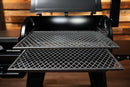 Two metal slide-out grilling racks from the Pimp My Grill® Gen2 Slide-Out Rack System - 2 Racks installed in a Pit Boss Pro 850 pellet grill.