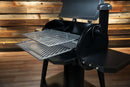 Black Pit Boss Pro 850 / 850DX featuring a Pimp My Grill® Gen2 Slide-Out Rack System with two expanded metal slide-out racks extended from the open lid.
