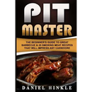 Book cover titled Pit Master: The Beginner's Guide To Great Barbecue & 25 Smoking Meat Recipes That Will Impress Any Carnivore + Bonus 10 Must-Try BBQ Sauces—paperback from Books by splitShops—featuring barbecued ribs on a plate, an essential smoker guide for anyone passionate about smoked meat.