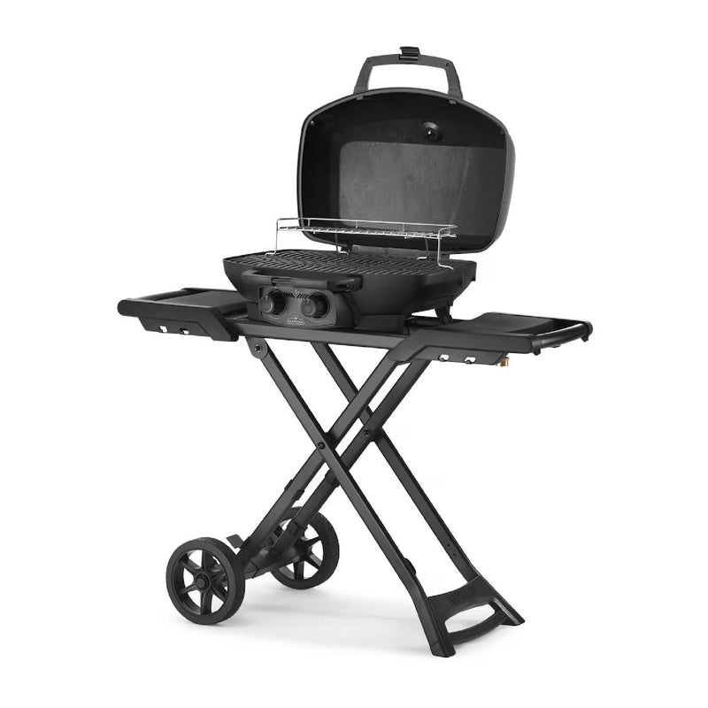 Napoleon Phantom TravelQ Pro 285X Portable Freestanding Propane Gas Grill - Matte Black - PRO285X-BK open