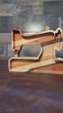 Decorative handmade wood tray shaped like a vintage sewing machine – a charming and practical gift for quilters and sewing lovers
