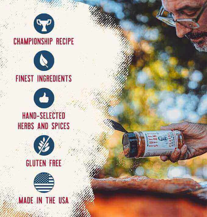 Tuffy Stone Rubs are made from the finest inredients with hand selected herbs and spices and are gluten free. Made in the USA.