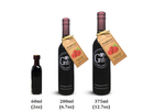 Three bottles labeled 60ml (2oz), 200ml (6.7oz), and 375ml (12.7oz) are shown. The 200ml and 375ml bottles display “Raspberry” tags with a raspberry image, indicating they contain Georgetown Olive Oil Co Raspberry Balsamic Vinegar by Georgetown Olive Oil Co., crafted in Modena, Italy.