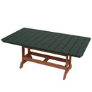 The Kanyon Living Poly Lumber 72-Inch Rectangular Outdoor Dining Table in Dark Green and Cedar Wood, displayed against a white background, showcases the craftsmanship of Amish Made Outdoor Furniture.