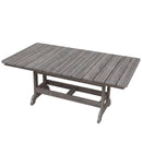 The Kanyon Living Poly Lumber 72-Inch Rectangular Outdoor Dining Table Deluxe Driftwood Grey features a slatted top and sturdy legs with a beautiful weathered driftwood grey finish. Crafted by Kanyon Living, this table boasts a simple, rustic design reminiscent of classic driftwood grey outdoor tables, making it ideal for both indoor and outdoor settings.