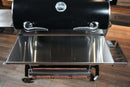 Pimp My Grill® Tactical Stainless Folding Front Shelf attached to the front of a RecTeq RT-700 pellet grill, providing additional prep space.