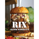 A mouthwatering barbecue sandwich piled high with tender pulled meat and fresh coleslaw sits atop a rustic wooden surface, capturing the rich flavors of classic Ozark-style barbecue. Overlaid text reads “Rix Ozark Barbecue – Hardcover” by Richard D. Grace, from Books by splitShops, inviting you to discover one of the most beloved Ozark Mountain recipes in this exceptional culinary collection.
