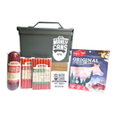 DDR BBQ Supply Manly Cans 30 Cal CANivore meat gift set featuring beef jerky, sausage, and snack sticks in a green can