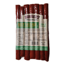 DDR BBQ Supply Burgers' Smokehouse beef sausage snack sticks with jalapeno and cheese in vacuum-sealed packaging.