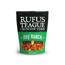 Rufus Teague Crunchin' Corn BBQ Ranch features bold roasted corn kernels in green and black packaging. This 6 oz vegan, small batch snack works perfectly in any Rufus Teague Crunchin’ Corn Variety Pack.
