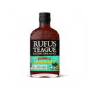 Rufus Teague Diablo Limonajo BBQ Sauce features a turquoise label with bold black and yellow text and images of lemons, garlic, and peppers, highlighting this spicy lemon garlic flavor.