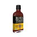 Rufus Teague Honey Sweet BBQ Sauce features a black cap, yellow and black label with a bee illustration and bold white text—ideal for fans of classic Kansas City barbecue.