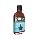 A bottle of Rufus Teague Slim N' Sweet Sugar Free BBQ Sauce by Rufus Teague, featuring a black cap, blue and black label with a chicken illustration, and text noting its low calorie, keto-friendly Kansas City flavor.
