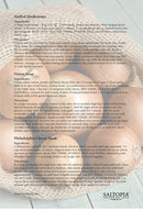 A recipe card features Stuffed Mushrooms and Onion Soup over a blurred mushroom basket, both showcasing SALTOPIA Infused Sea Salts’ Onion Salt: BEN THERE, D'ONION THAT for heightened flavor.