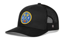 Show your city pride in style with the Haka Hat San Francisco Basketball Trucker Hat | SF X Snapback by Haka Hat—a black mesh trucker hat featuring a blue and yellow patch with crossed paddles, a bridge, S and F letters, and a small basketball at the center. It’s the ultimate San Francisco basketball trucker hat for true fans.