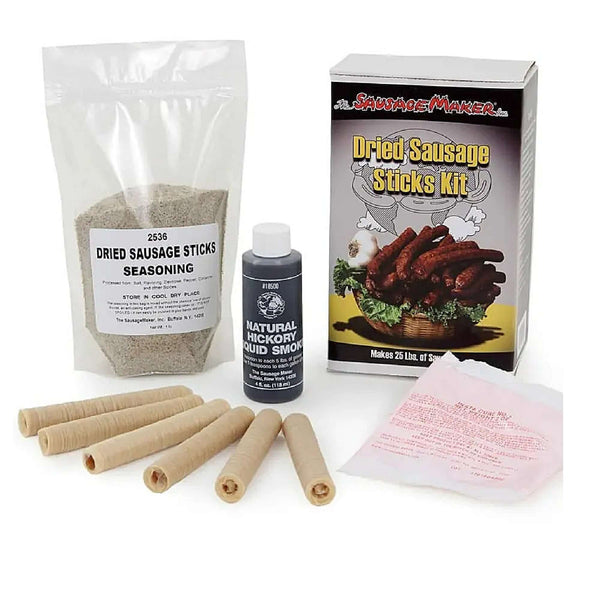 Dried Sausage Sticks Kit with seasoning, collagen casings, and cure from The Sausage Maker at DDR BBQ Supply