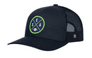 Introducing the Haka Hat Seattle Trucker Hat—the Black SEA X Football Snapback by Haka Hat. Featuring a mesh back for breathability, this cap sports a circular front patch with “SEA,” a football graphic, green outline, and blue background. Blending premium comfort with classic style, it’s an everyday trucker hat inspired by Seattle’s football spirit.