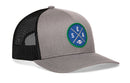 Experience classic Seattle style with the Haka Hat Seattle Football Trucker Hat—a gray and black mesh snapback by Haka Hat featuring a circular blue patch on the front with SEA X in green and blue, highlighted by a football graphic at the center and outlined in green. This Royal Blue SEA X Snapback is your go-to for true Seattle Football Trucker Hat vibes.