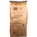 A twenty-pound paper bag of B&B Oak Lump Charcoal providing hardwood flavor, with printed lighting instructions and usage tips in English and Spanish.