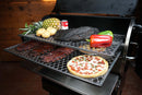 Two Pimp My Grill® Gen2 Slide-Out Rack System - 2 Racks trays installed in a Recteq Flagship 1250, holding a pineapple, potatoes, a large brisket, bell peppers, racks of ribs, and a pizza.