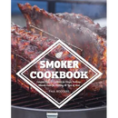 Smoked ribs cooking on a grill, with the Smoker Cookbook: Complete How-To Cookbook for Unique Barbecue, Ultimate Guide for Smoking All Types of Meat—Paperback by Books by splitShops title displayed in a white diamond frame over the image—a must-have barbecue guide packed with expert smoking meat recipes.
