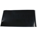 A rectangular sheet of shiny black material, slightly curled at the edges, lies on a white background—it’s the Smokin Brothers Drip Pan Liner Small (15.25″ x 20″), perfect for making grill cleanup effortless and reusable for every barbecue.