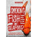 Book cover for Smoking Fish and Seafood: Complete Smoker Cookbook for Real Barbecue, Ultimate How-To Guide for Smoked Fish and Seafood - Paperback by Adam Jones (Brand: Books by splitShops), featuring a vibrant orange cooked lobster against a red background with bold white lettering and barbecue-inspired graphics—ideal for anyone eager to master smoking fish or seeking mouthwatering seafood recipes in a dedicated smoker cookbook.