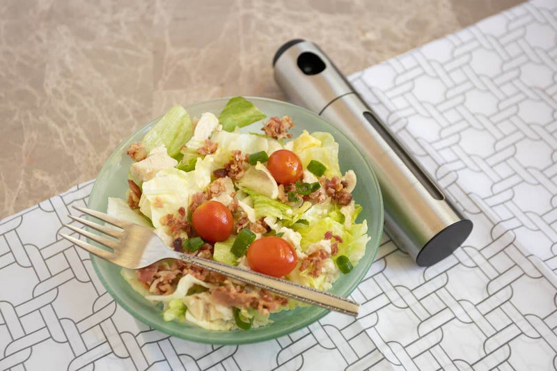 stainless steel 3 oz oil spray bottle with clear window for cooking and grilling