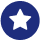 A white five-pointed star in the center of a solid blue circle on a white background.