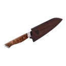 The Steelport Knife Co. 4" Paring Knife is a handmade kitchen knife featuring a patterned wooden handle and a dark blade engraved with your message next to a stylized S. This American-made kitchen knife from Steelport Knife Co. is shown isolated on a white background.