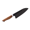 A chef’s knife from Steelport Knife Co. features a wide, black high carbon steel blade and a polished brown wooden handle, displayed against a white background—an essential piece included in the American-made Steelport Knife Co. Full Kitchen Set.
